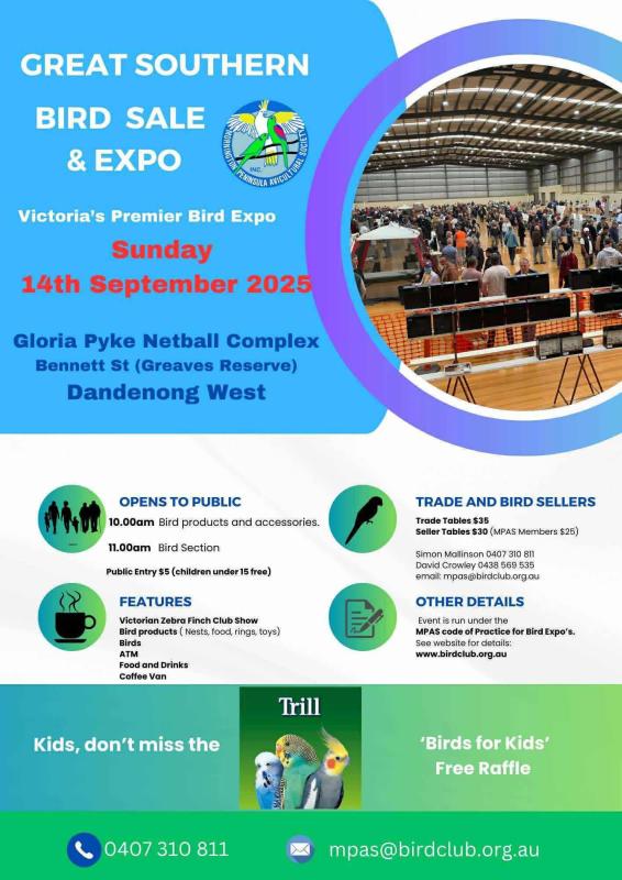 Great Southern Bird Sale this Sunday 14 September