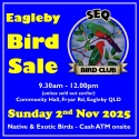 SEQ Bird Club BIRD SALE Sunday 2nd November