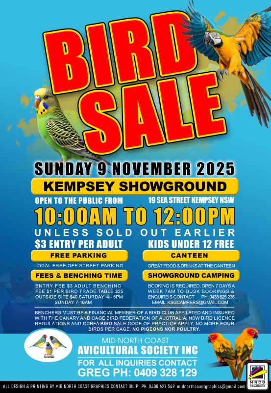 Mid North Coast Avicultural Society Bird Sale