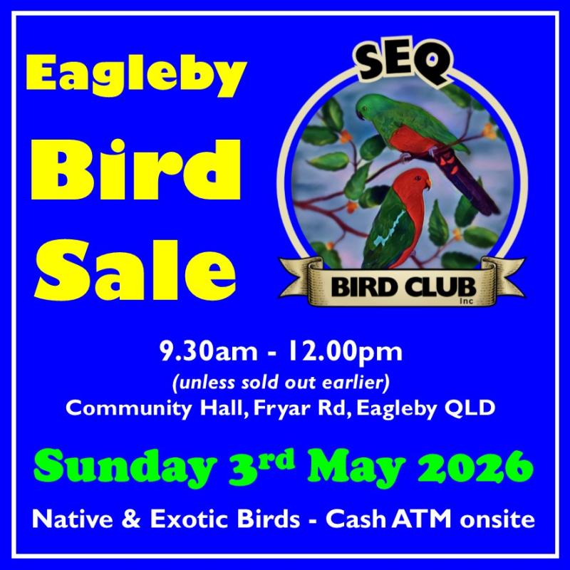EAGLEBY BIRD SALE Sunday 3rd May SEQ Bird Club Inc.