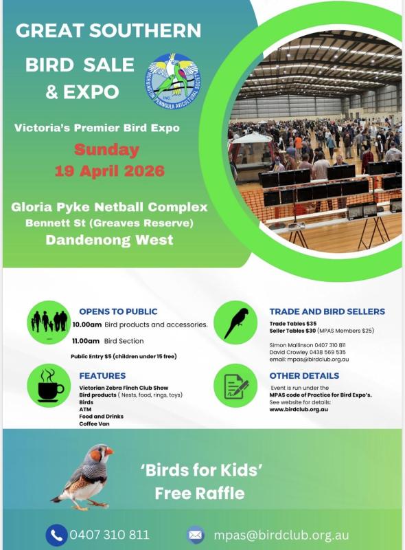 Great Southern Bird Sale 19th April Dandenong