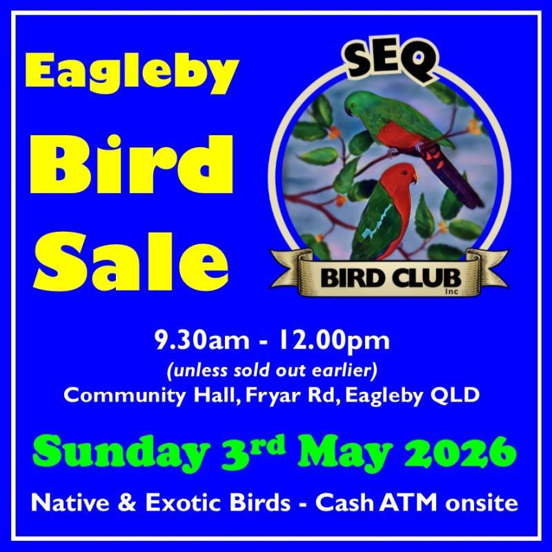 EAGLEBY BIRD SALE Sunday 3rd May SEQ Bird Club Inc.