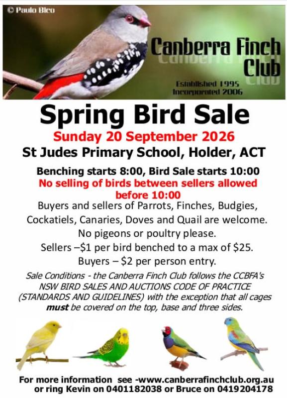 Canberra Finch Club Spring Birdsale