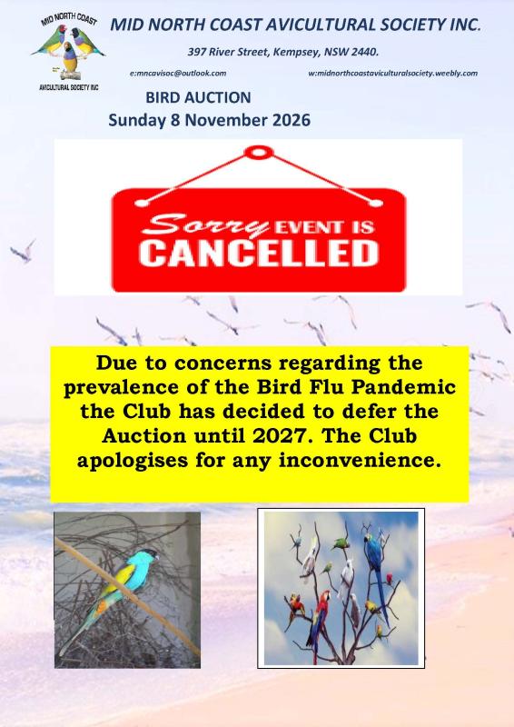 Kempsey Bird Auction Cancellation